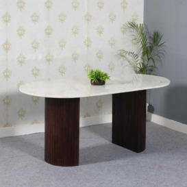 Opal White Dining Table - 6 Seater - thumbnail 2