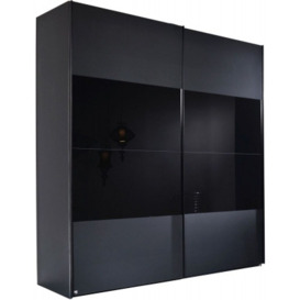 20UP Front 3A 2 Door Black Gloss Sliding Wardrobe - 180cm