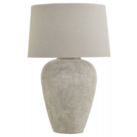 Hill Interiors Athena Aged Stone Tall Table Lamp with Linen Shade