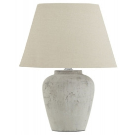 Hill Interiors Darcy Antique White Table Lamp with Linen Shade - thumbnail 1
