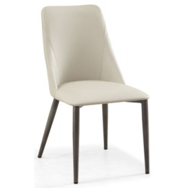 Rosie Taupe Dining Chair- Faux Leather with Black Legs - thumbnail 1