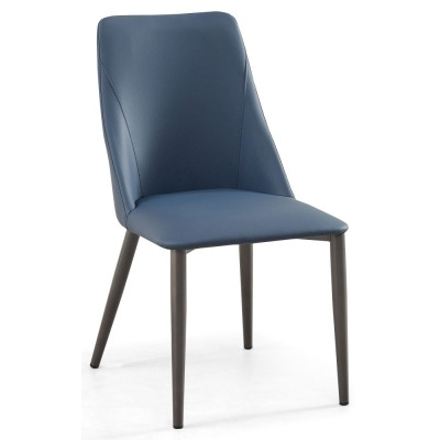 Rosie Blue Dining Chair- Faux Leather with Black Legs - image 1