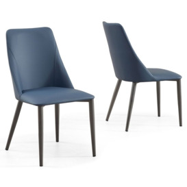 Rosie Blue Dining Chair- Faux Leather with Black Legs - thumbnail 2