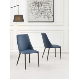 Rosie Blue Dining Chair- Faux Leather with Black Legs - thumbnail 3