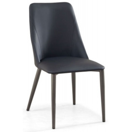 Rosie Black Dining Chair- Faux Leather with Black Legs - thumbnail 1