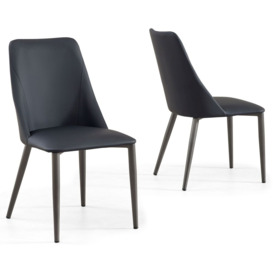 Rosie Black Dining Chair- Faux Leather with Black Legs - thumbnail 2