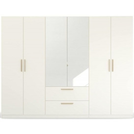 Skandi Quadra-Spin 6 Door 2 Mirror Combi Wardrobe - Comes in Alpine White and Silk Grey Options