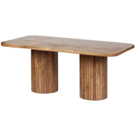 York Natural Mango Wood 180cm Dining Table with Fluted Base - thumbnail 3