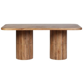 York Natural Mango Wood 180cm Dining Table with Fluted Base - thumbnail 2