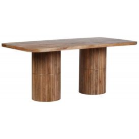 York Natural Mango Wood 180cm Dining Table with Fluted Base - thumbnail 1