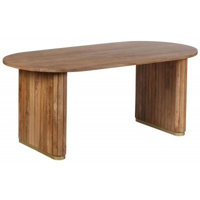 York Natural Mango Wood 200cm Oval Dining Table with Fluted Base - image 1