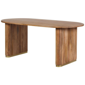 York Natural Mango Wood 200cm Oval Dining Table with Fluted Base - thumbnail 3