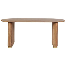 York Natural Mango Wood 200cm Oval Dining Table with Fluted Base - thumbnail 2