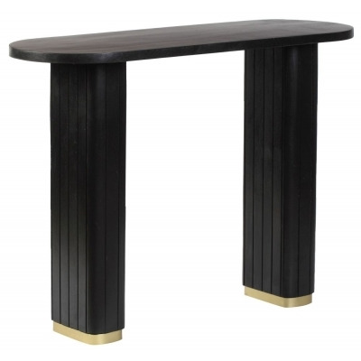 York Black Mango Wood Console Table with Fluted Base