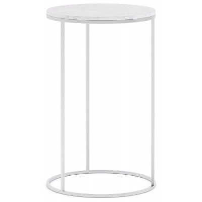 Olympia White Marble Top and Silver Round Side Table - image 1