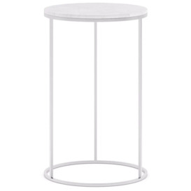 Olympia White Marble Top and Silver Round Side Table - thumbnail 2