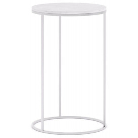 Olympia White Marble Top and Silver Round Side Table - thumbnail 1