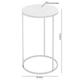 Olympia White Marble Top and Silver Round Side Table - thumbnail 3