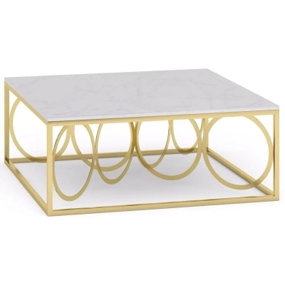 Olympia White Marble Top and Gold Coffee Table - image 1