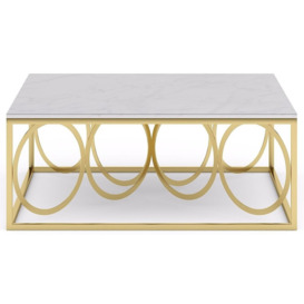 Olympia White Marble Top and Gold Coffee Table