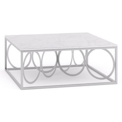 Olympia White Marble Top and Silver Coffee Table - image 1