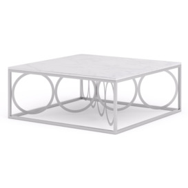 Olympia White Marble Top and Silver Coffee Table - thumbnail 3