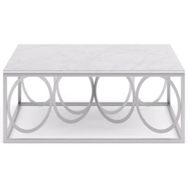 Olympia White Marble Top and Silver Coffee Table - thumbnail 2