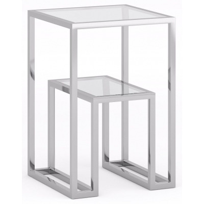 Knightsbridge Glass and Chrome Square Side Table - image 1