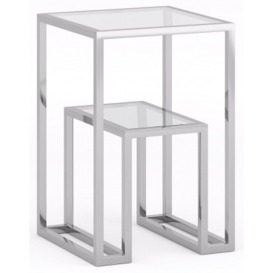 Knightsbridge Glass and Chrome Square Side Table
