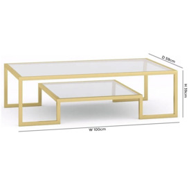 Knightsbridge Glass and Gold Coffee Table - thumbnail 3