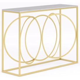 Olympia White Marble Top and Gold Console Table - thumbnail 3