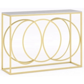Olympia White Marble Top and Gold Console Table - thumbnail 1