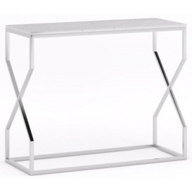 Scala White Marble Top and Chrome Console Table