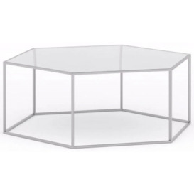 Ming Glass and Silver Hexagon Coffee Table - thumbnail 1