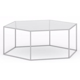 Ming Glass and Silver Hexagon Coffee Table