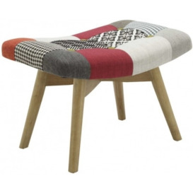 Birlea Sloane Multi Coloured Patched Fabric Footstool