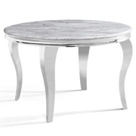 Louis Grey Marble and Chrome Round Dining Table
