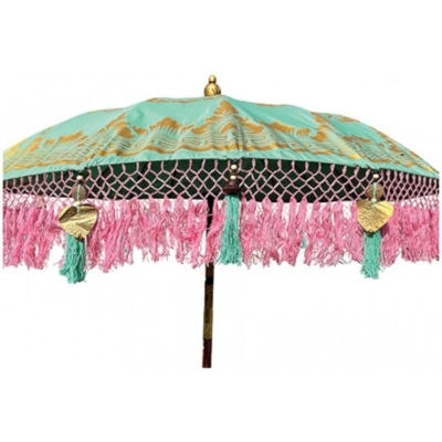 Bali Sun Parasol Mint Green With Pink Candy Fringe 2M - image 1