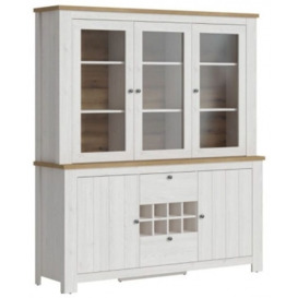 Celesto White and Oak 5 Door 2 Drawer Display Cabinet