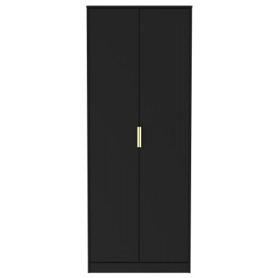 Clearance - Diego Black Gold 2 Door Tall Wardrobe - P7 - image 1