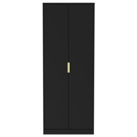 Clearance - Diego Black Gold 2 Door Tall Wardrobe - P7 - thumbnail 1