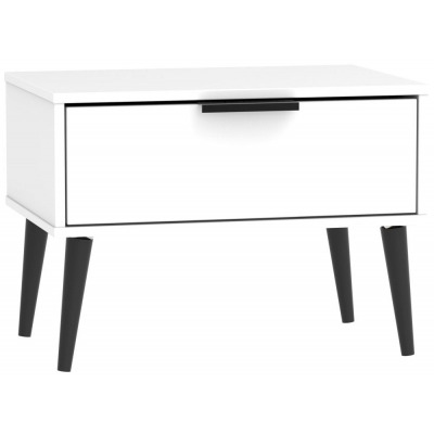 Clearance - Hong Kong White 1 Drawer Midi Chest with Wooden Legs - P30 - image 1
