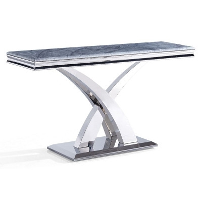 Lisbon Grey Marble and Chrome Console Table - image 1