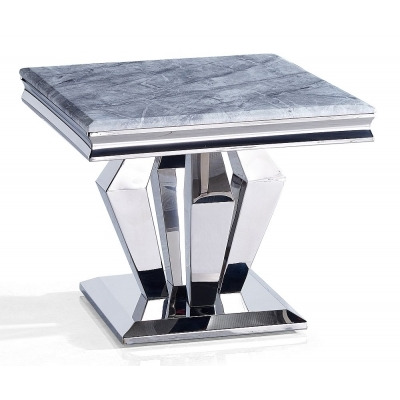 Dolce Grey Marble and Chrome Square Lamp Table - image 1