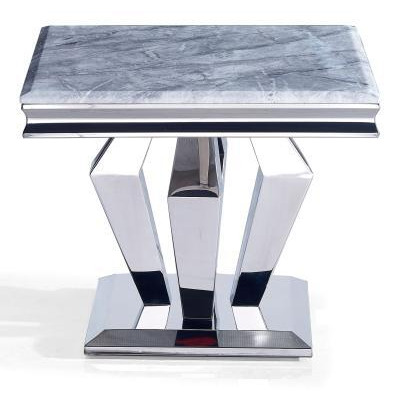 Dolce Grey Marble and Chrome Square Lamp Table - image 1