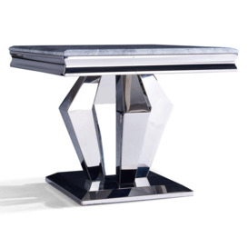 Dolce Grey Marble and Chrome Square Lamp Table - thumbnail 3