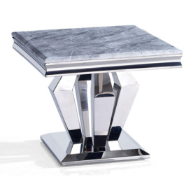 Dolce Grey Marble and Chrome Square Lamp Table - thumbnail 2
