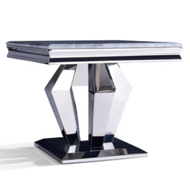 Dolce Grey Marble and Chrome Square Lamp Table - thumbnail 3