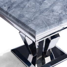 Dolce Grey Marble and Chrome Square Lamp Table - thumbnail 2
