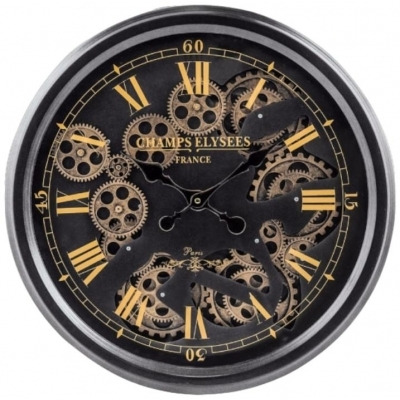 Black and Gold Medium Moving Gears Wall Clock - 52.5cm x 52.5cm - image 1
